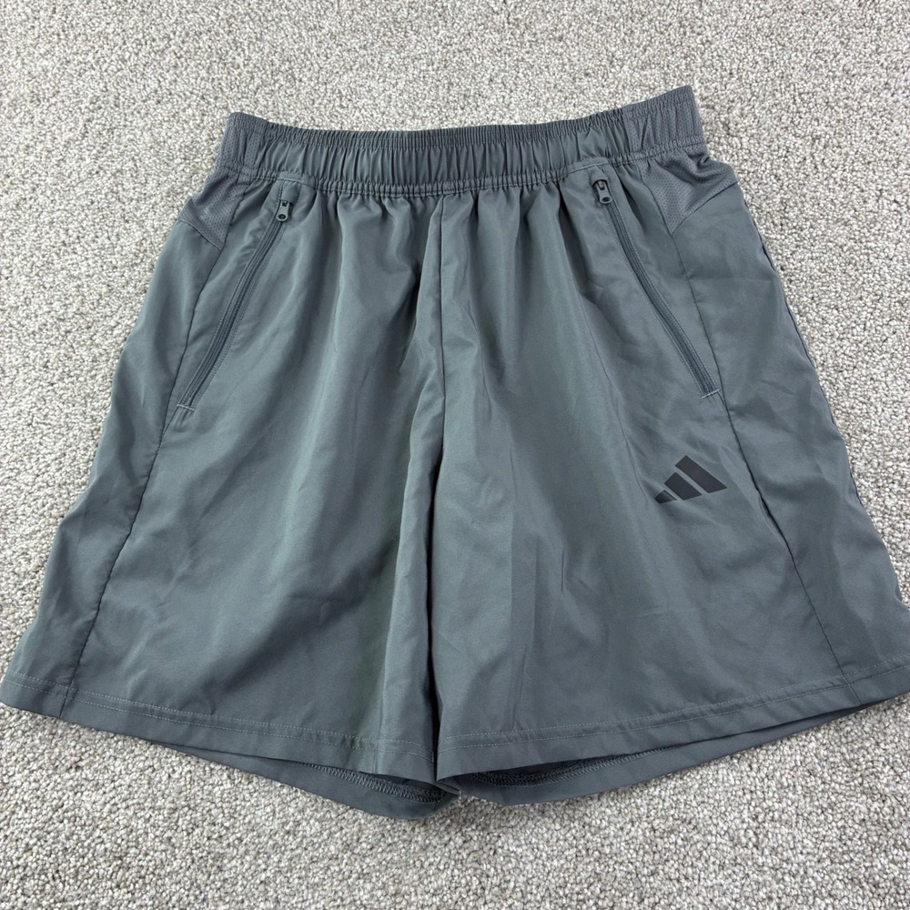 Adidas Mens Gray AEROREADY Athletic Training Shorts Zipper Pockets Size M Active - Picture 1 of 9